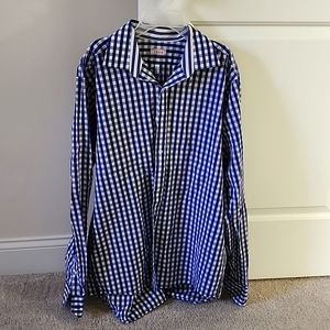 Izod Dress Shirt 16-16 1/2 36/37 Blue Gingham
